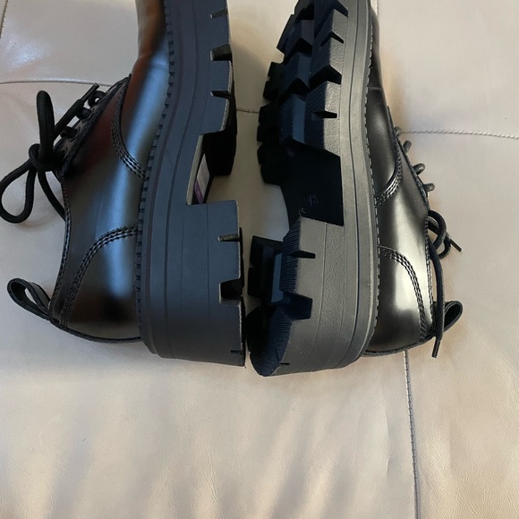 Women's ZARA Black Chunky Platform Lace Jp Oxford, Size 41 - Picture 2 of 8